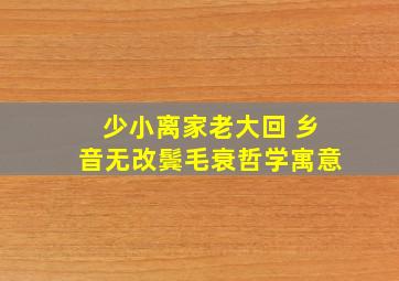 少小离家老大回 乡音无改鬓毛衰哲学寓意